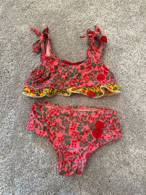 Roller Rabbit Floral Bikini Set 12-18M | Ruffle Trim Swim Set